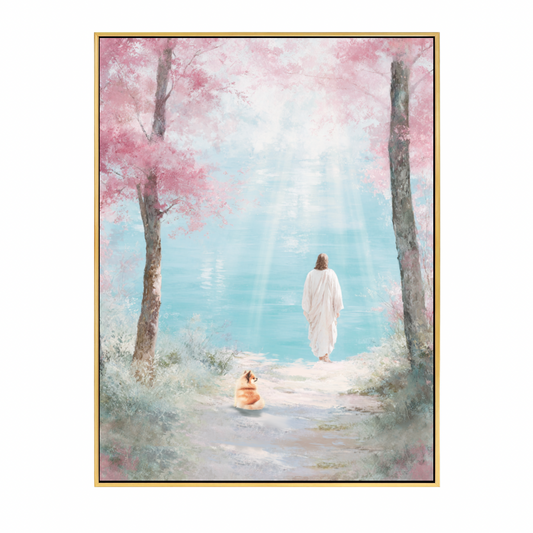 Faithful Friend by the Water: Corgi Framed Canvas