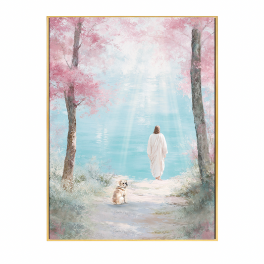 Faithful Friend by the Water: Bulldog Framed Canvas