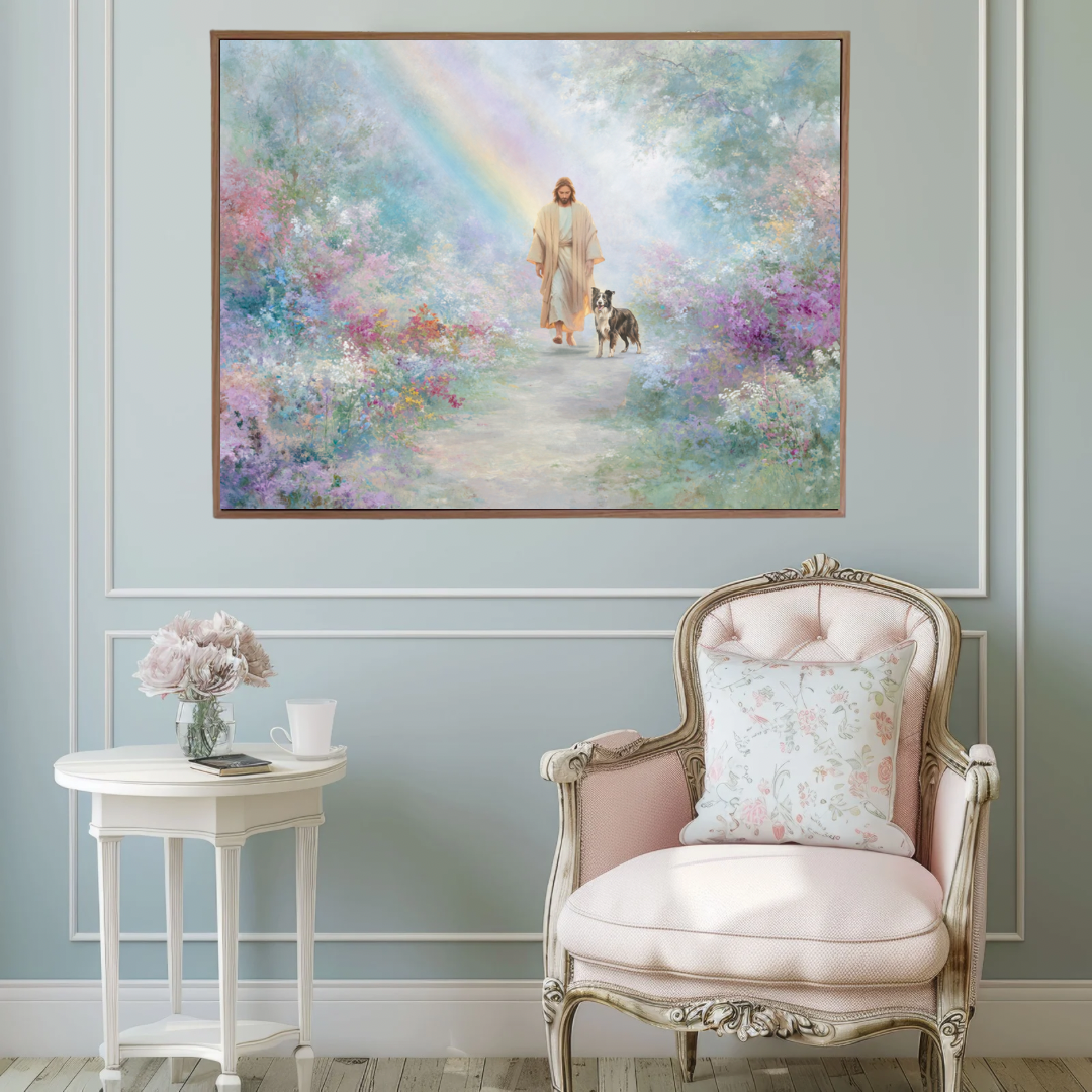 Beyond the Rainbow Border Collie Canvas